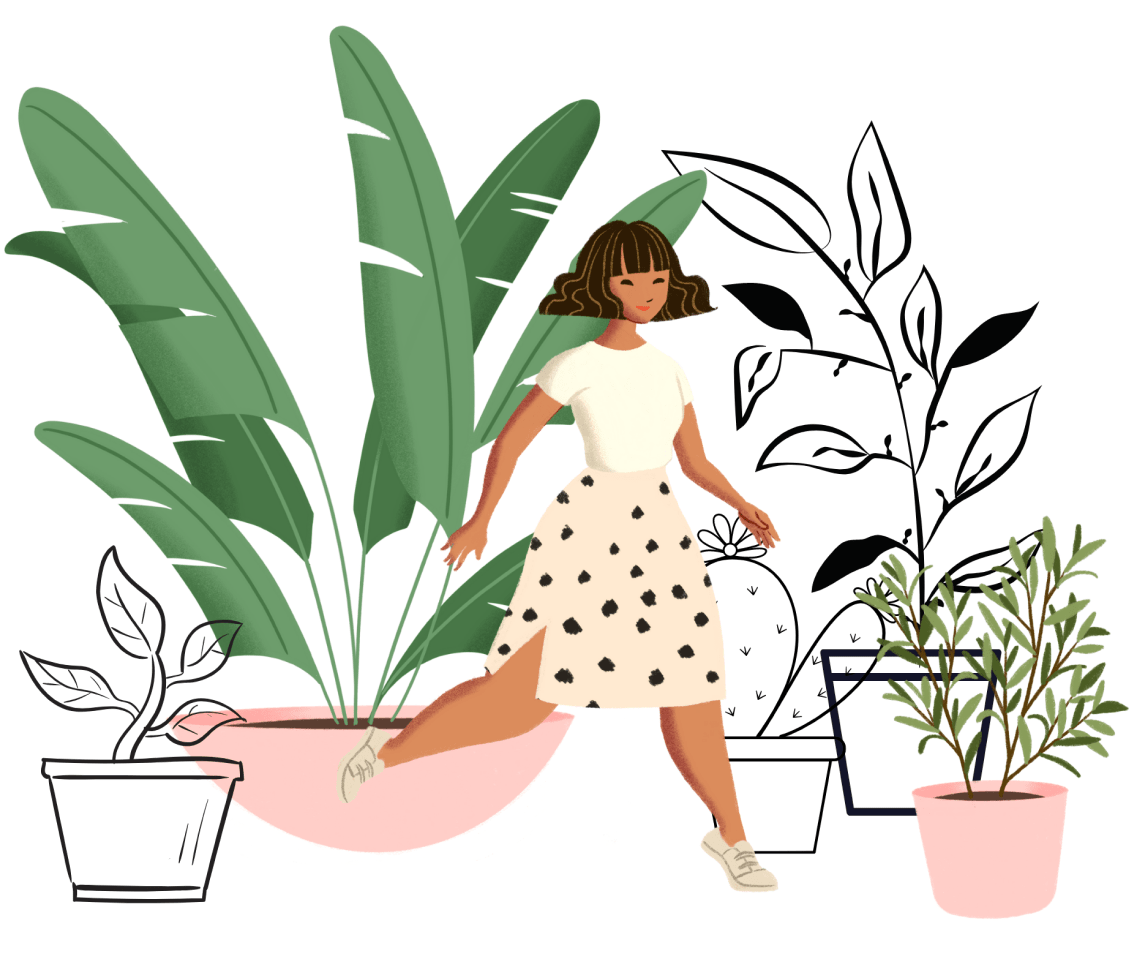 Illustration d'une femme avec des plantes